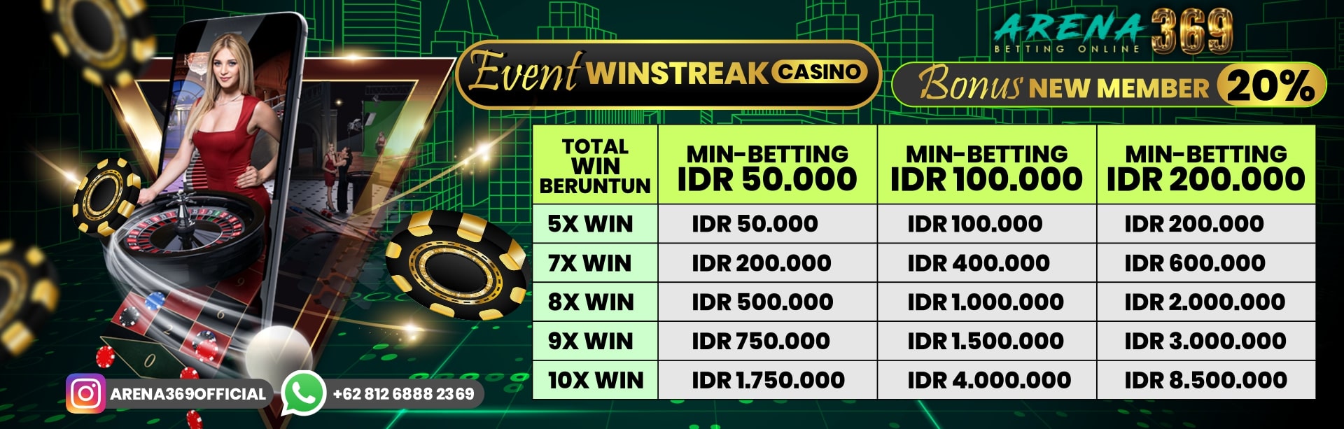 Event Win Streak casino & Bonus New Member 20%